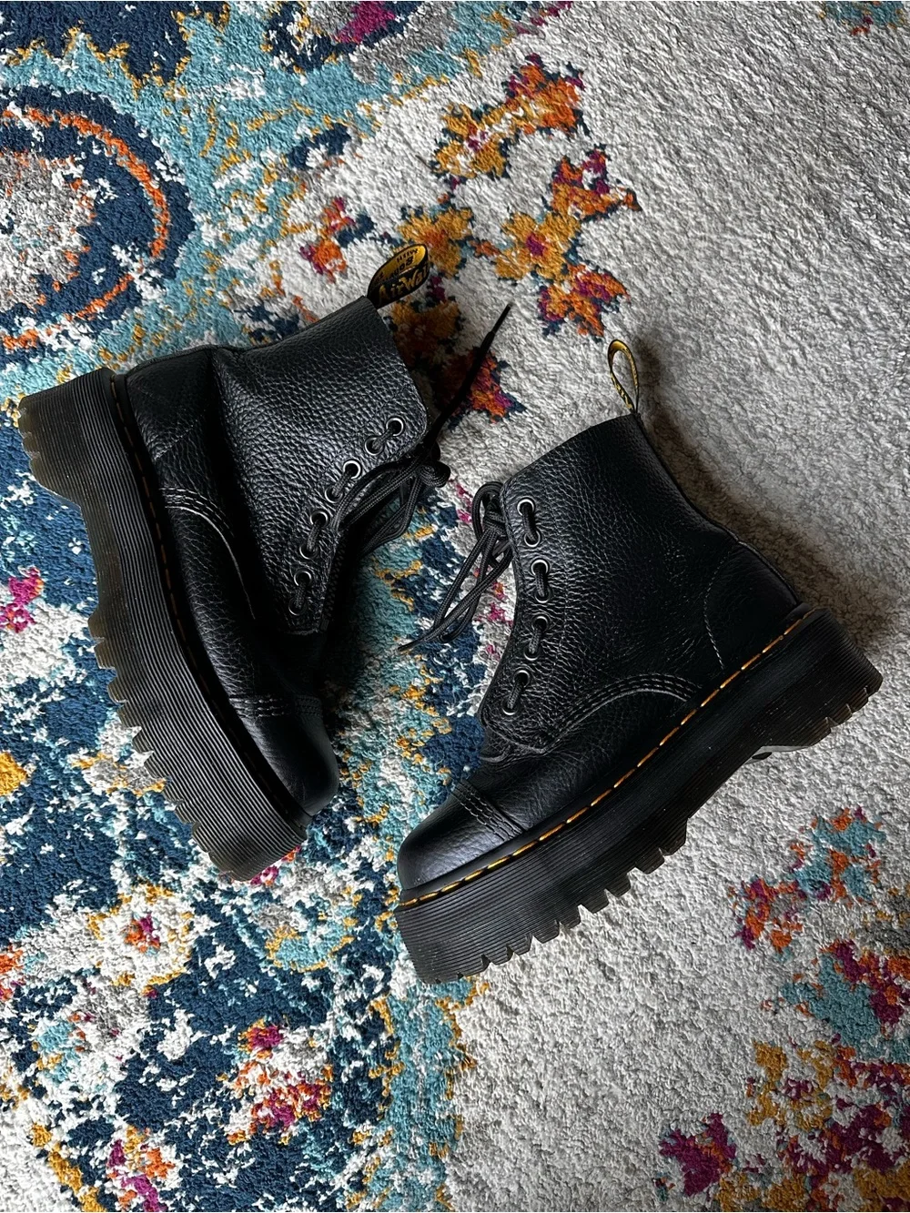 Dr. Martens | Docs SINCLAIR Leather Platform Zip + Lace Up Boots in Black - Picture 7 of 13